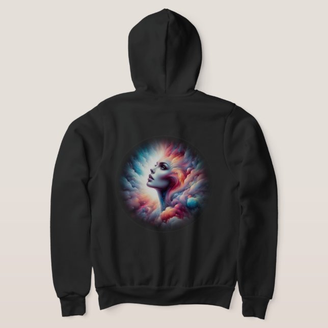 Woman with Cosmic Aura Hair Hoodie (Laydown Back)