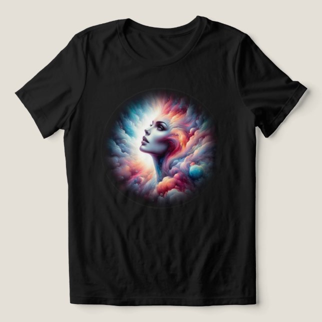 Woman with Cosmic Aura Hair Tri-Blend Shirt (Design Front)