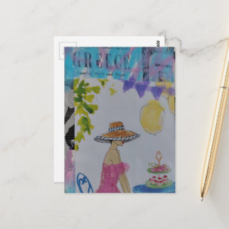 Woman with cupcakes Greece collage Postcard