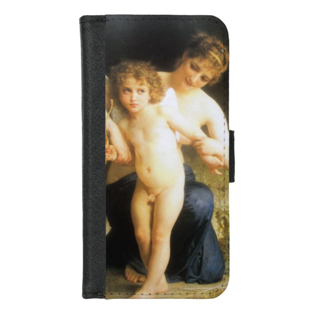 Woman with Cupid, Bouguereau iPhone Wallet Case (Front)