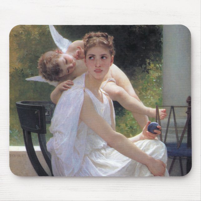 Woman with Cupid, Bouguereau Mouse Pad (Front)