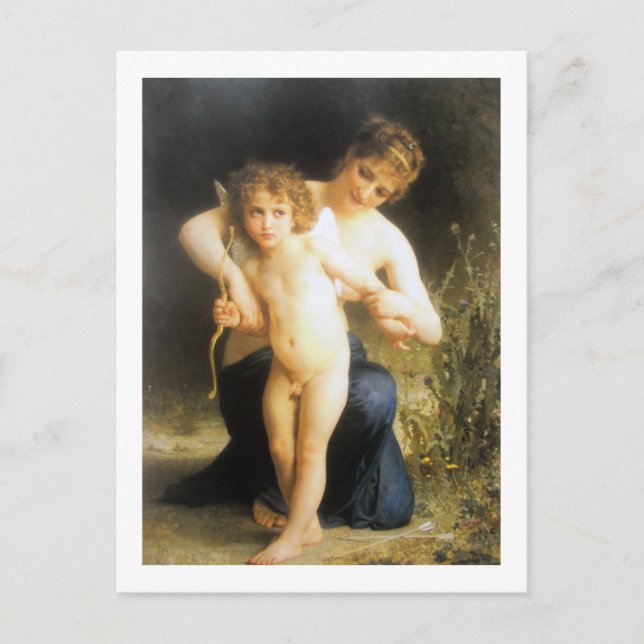 Woman with Cupid, Bouguereau Postcard (Front)