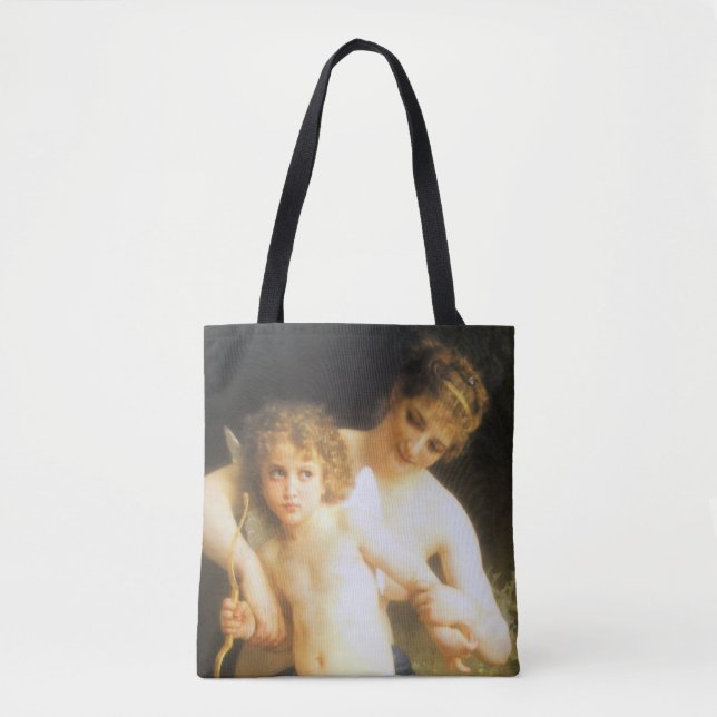 Woman with Cupid, Bouguereau Tote Bag (Front)