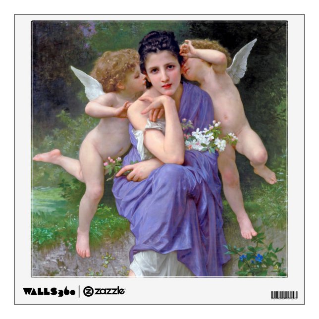 Woman with Cupid, Bouguereau Wall Decal (Front)