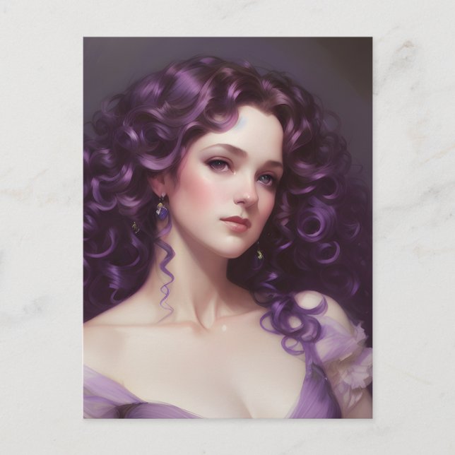 Woman with Curly Purple Hair Postcard (Front)