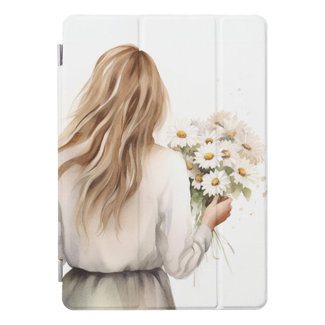 Woman With Daisy Bouquet iPad Pro Cover (Front)