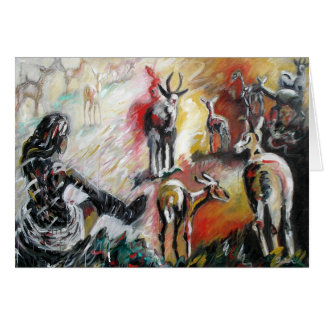Woman with Deer Card
