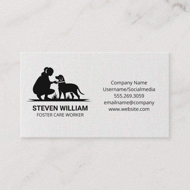 Woman with Dog Logo Business Card (Front)
