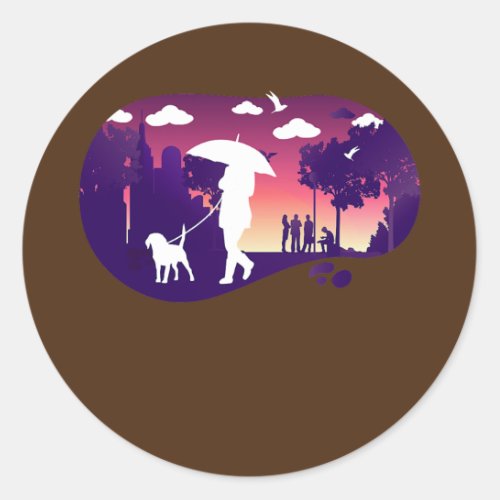 Woman with dog Urban Lifestyle City  Classic Round Sticker