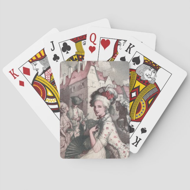 Woman with Fan in New Amsterdam Poker Cards (Back)