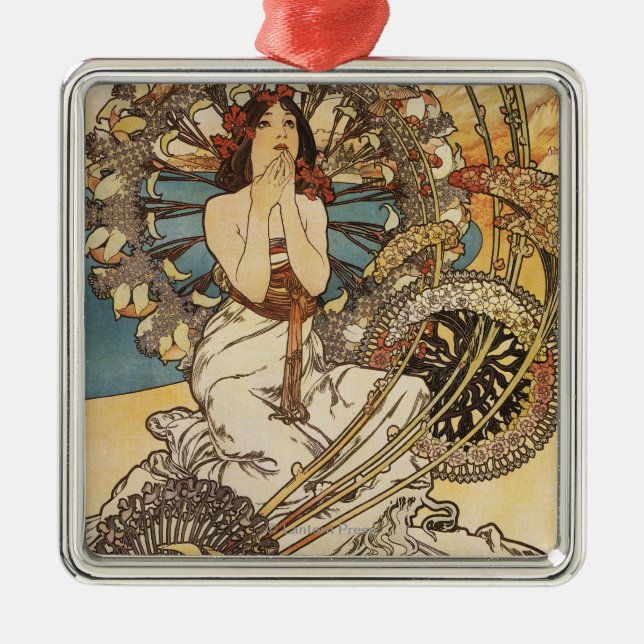 Woman with Feathers - PLM Railway Travel Poster Metal Ornament (Front)