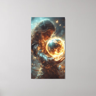 Woman with Fire Orb-Canvas Print
