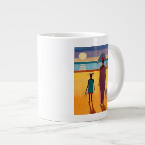 Woman with Fish Giant Coffee Mug