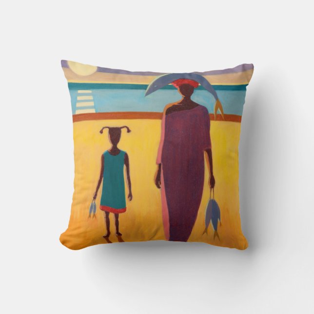 Woman with Fish Throw Pillow (Front)