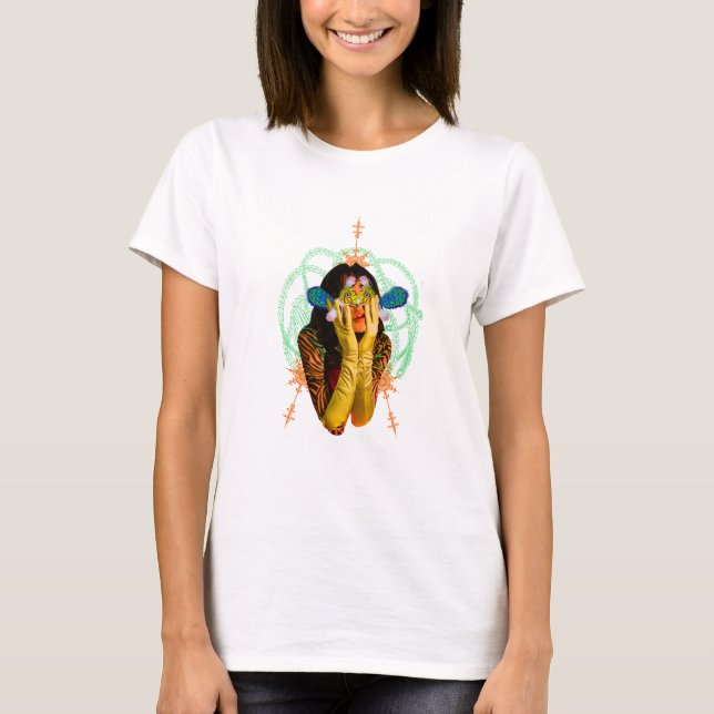 Woman With Fish Trippy Collage T-Shirt (Front)