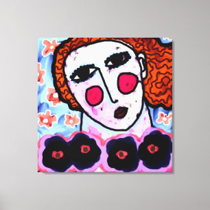 Woman with Flowers Abstract Digital Painting Canvas Print