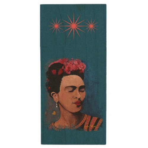 Woman with flowers and stars USB flash drive