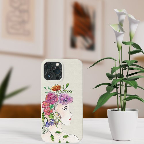  Woman With Flowers Illustration  iPhone 13 Pro Max Case