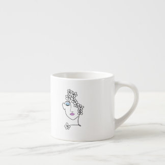 Woman With Flowers Line Art Espresso Cup