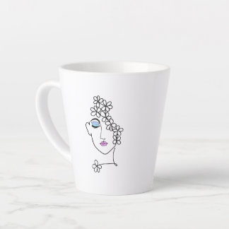Woman With Flowers Line Art Latte Mug
