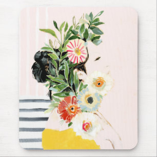 Woman with Flowers Mouse Pad