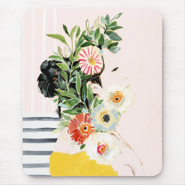 Woman with Flowers Mouse Pad (Front)