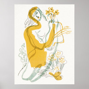 Woman with Flowers Poster