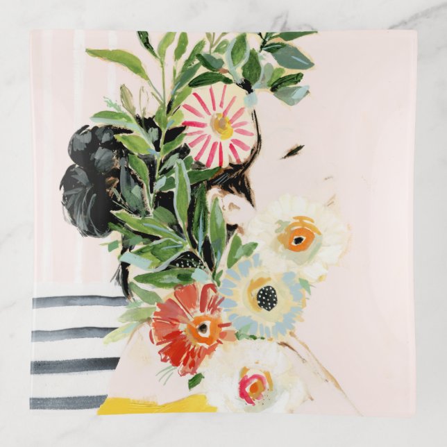 Woman with Flowers Trinket Tray (Front)