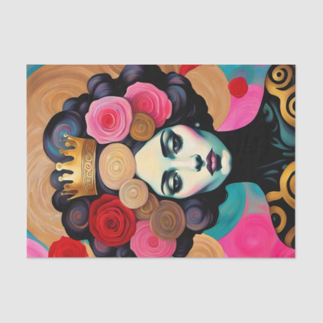 Woman With Gold Crown Decoupage Tissue Paper (Front)