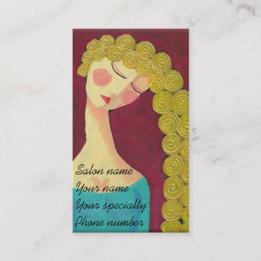 Customizable Woman with Golden Curls Stylist Business Cards