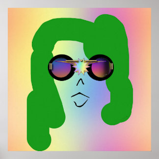 Woman With Green Hair + Sunglasses Poster