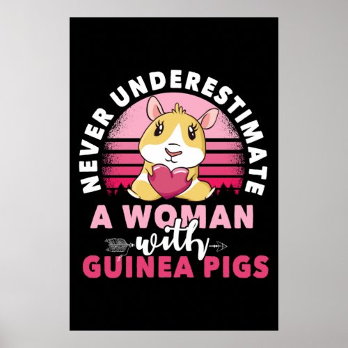 Woman with Guinea Pig Cavy Roddent Poster