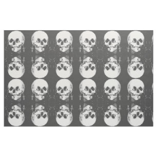Woman with Halloween Skull Reflection In Mirror Fabric