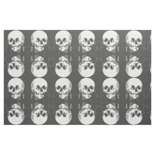 Woman with Halloween Skull Reflection In Mirror Fabric