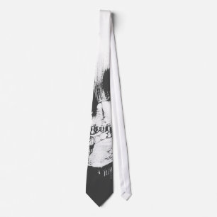 Woman with Halloween Skull Reflection In Mirror Neck Tie