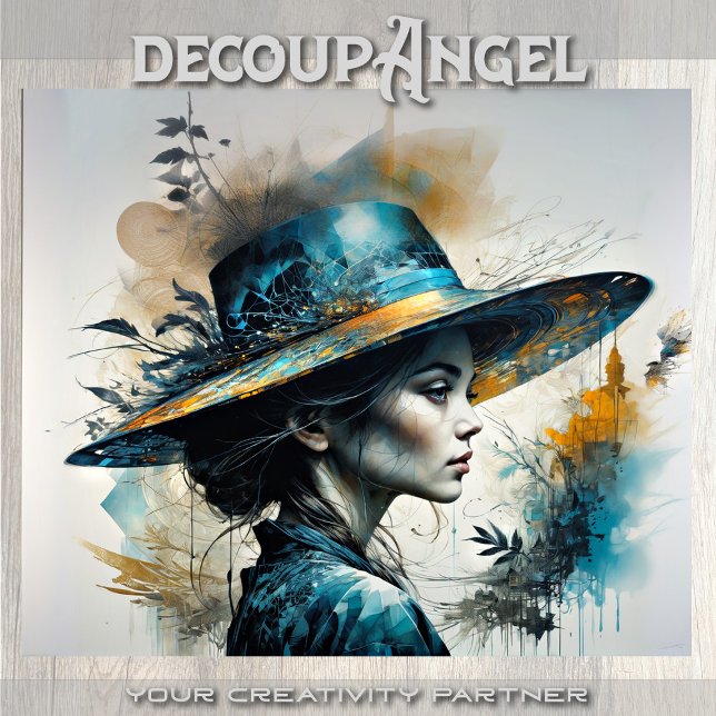 Woman with hat - decoupage - tissue paper (Creator Uploaded)