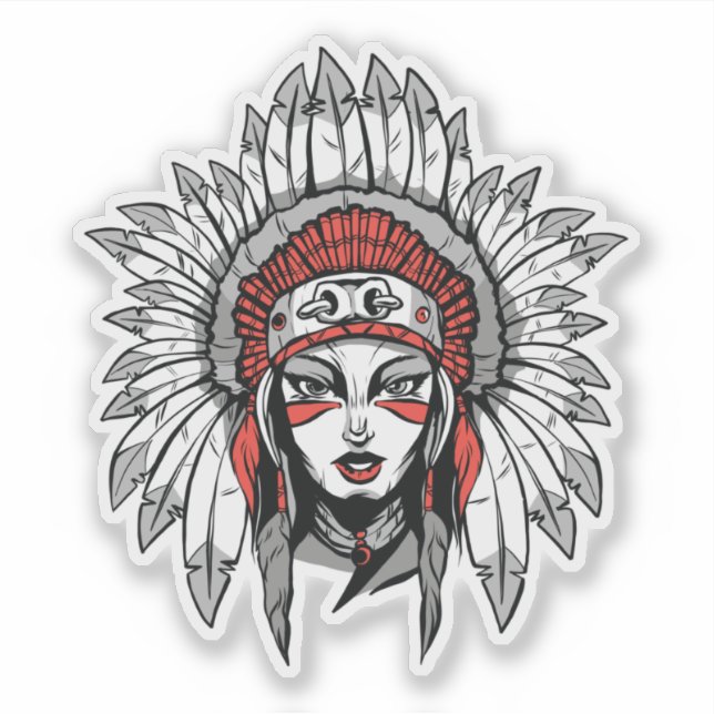Woman with Headdress Sticker (Front)
