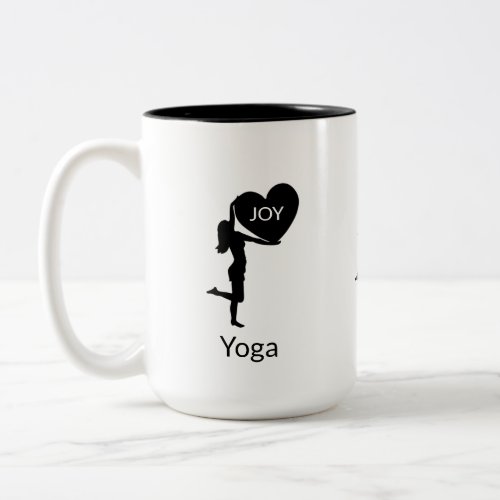 Woman with heart silhouette  calligraphy Two_Tone coffee mug