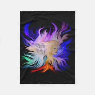 Woman with Horse Fleece Blanket