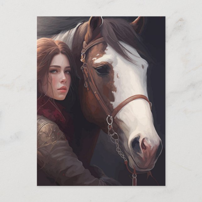 Woman With Horse Postcard (Front)