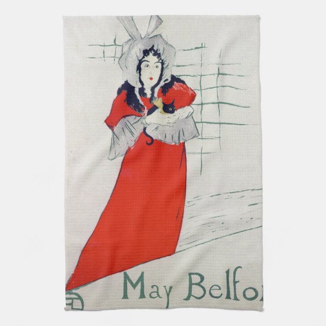 Woman with Kitten, Henri de Toulouse-Lautrec Towel (Vertical)