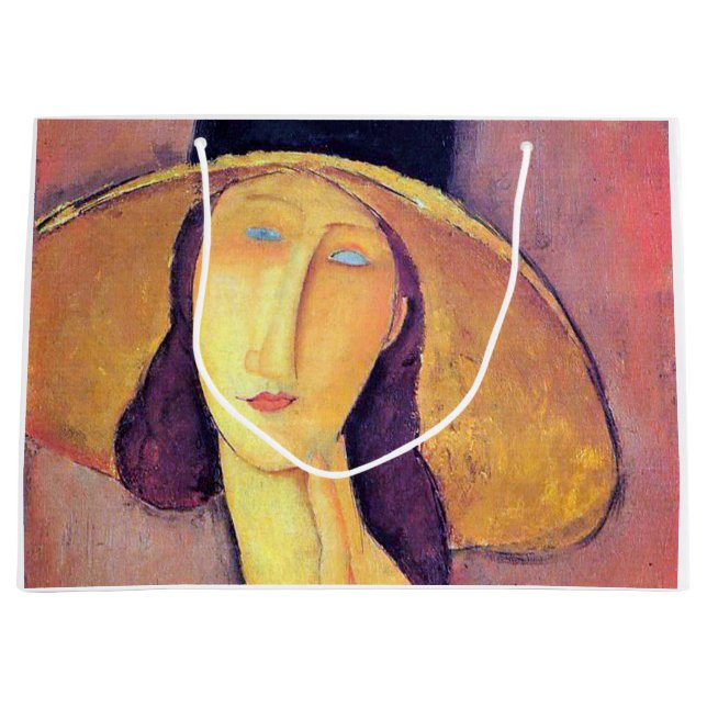 Woman with Large Hat, Modigliani Large Gift Bag (Front)