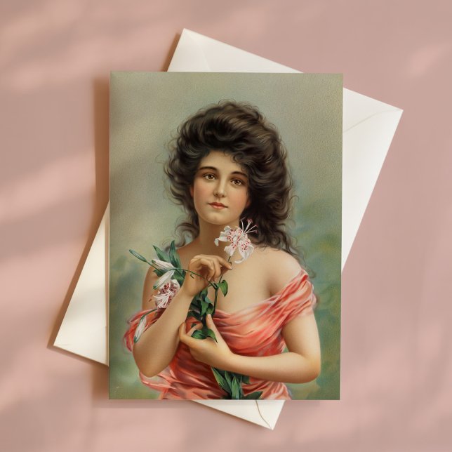 Woman with Lily | Louis Prang & Co. Card (Creator Uploaded)