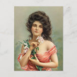 Woman with Lily | Louis Prang &amp; Co. Postcard
