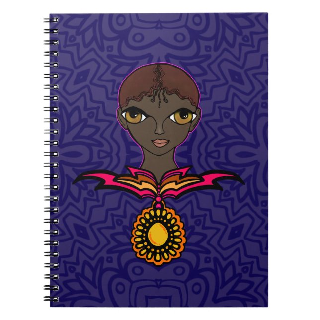 Woman with neckless and pendent notebook (Front)