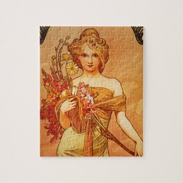 Woman with Oragna Bouquet Jigsaw Puzzle (Vertical)