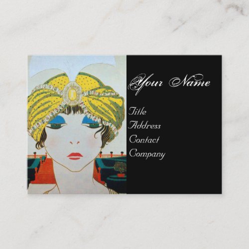 WOMAN WITH ORIENTAL YELLOW TURBAN  Beauty Fashion Business Card