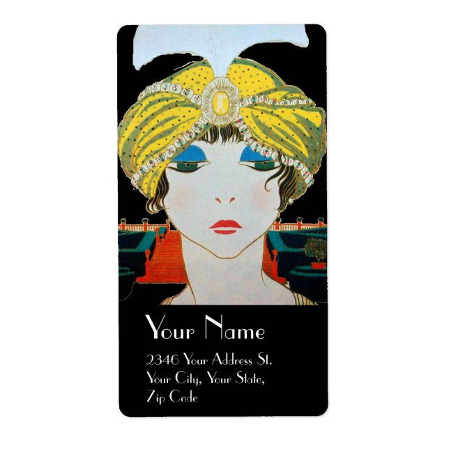 WOMAN WITH ORIENTAL YELLOW TURBAN / Beauty Fashion Label (Front)