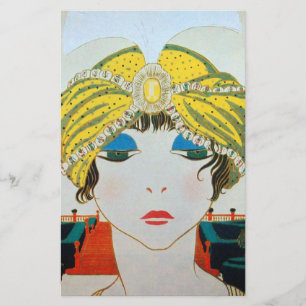 WOMAN WITH ORIENTAL YELLOW TURBAN / Beauty Fashion Stationery