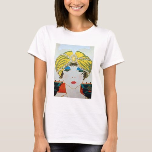 WOMAN WITH ORIENTAL YELLOW TURBAN  Beauty Fashion T_Shirt